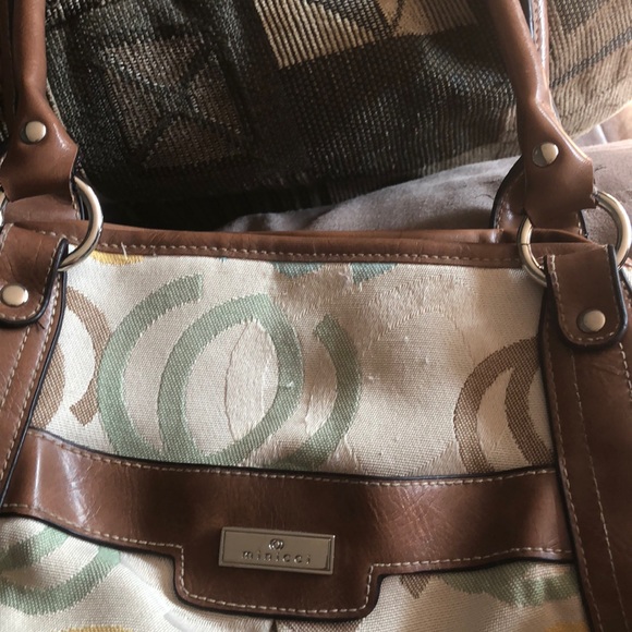 Cream colored minicci bag with brown straps - Picture 2 of 6